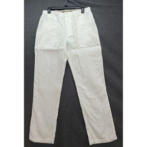 Womens 100% Linen Pants Sz M White  Beach Resort Cruise Tropical Wear Drawstring